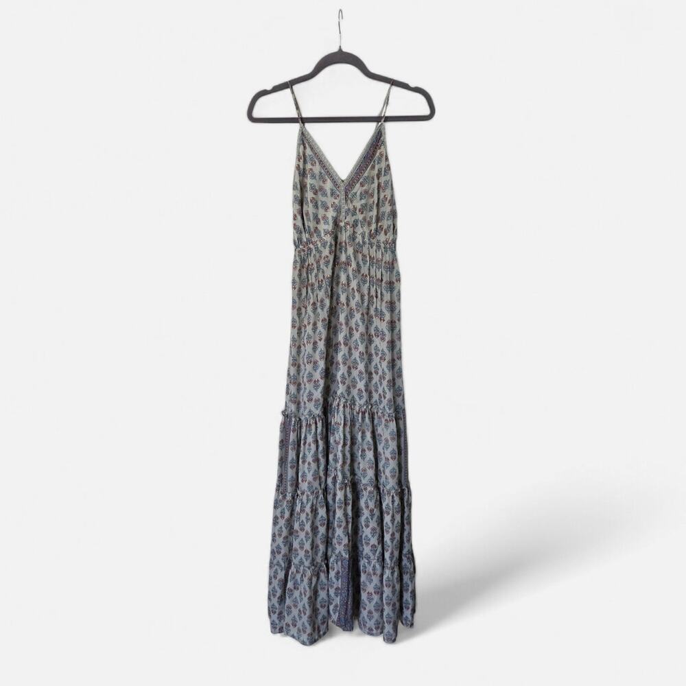 Paani Boho Light Green Forest Fairy Tiered Maxi Dress Sundress, Size Small